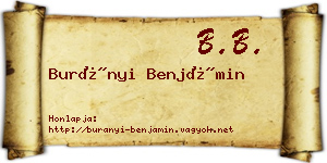 Burányi Benjámin névjegykártya